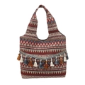 Borsa tote etnica con motivi geometrici colorati e lunghe nappe decorative alla moda - Stile 2
