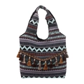 Borsa a tracolla etnica tessuta con motivi geometrici e dettagli di frange colorate - Modello 5