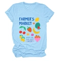 Light blue t-shirt with Farmer's Market fruit graphic in a flat lay display - S / Light Blue