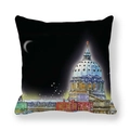 Funda de cojín navideña con estampado de arquitectura urbana nocturna sobre fondo negro - En-32 / 45x45 cm