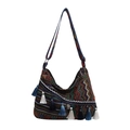 Borsa hobo etnica con motivi geometrici colorati e lunghe nappe decorative - Stile 6