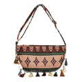 Sac bandoulière bohème en forme de lune avec glands colorés et motifs géométriques - Motif 3