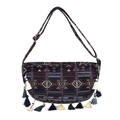 Ethnic woven shoulder bag with colorful geometric patterns and decorative fringe detail - Pattern 5