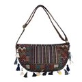 Bohemian crescent crossbody bag with colorful jacquard ethnic patterns and fringe tassels - Pattern 6