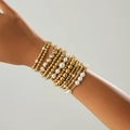 Meerlaagse gouden kralen armband set met witte parels voor dames in laagjesstijl - Gouden Multi-layer Set (06345)