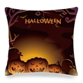 Halloween pumpkin lantern and RIP gravestone print on square linen throw pillow cover - White Background Pumpkin Cemetery Style (ym-21)