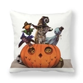 Federa per cuscino in lino di Halloween con gatto, zucca e fantasma cartoon - Stile Gatto Fantasma Zucca Bianco (14) / 45*45cm
