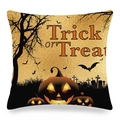 Halloween pumpkin linen pillow cover with Jack-o'-lanterns and Trick or Treat print - Orange Gold Dead Tree Jack-o-lantern Style (ym-29)