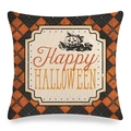 Halloween pumpkin linen pillow cover with orange and black diamond pattern print - Orange Black Rhombus Pumpkin Head Style (ym-30)