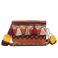 Borsa a tracolla intrecciata bohémien con nappe colorate e tracolla stampa etnica - Arancione