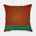 Christmas pillowcase featuring green vintage patterns and Merry Christmas text on red fabric - Vintage Scroll Pattern Red Style (tpr-6)