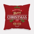 Red Christmas peach skin pillow cover with gold Merry Christmas tree design - Red Blessing Christmas Tree Style (tpr-7)