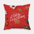 Christmas cushion cover in festive red peach skin fabric with Merry Christmas print - Gift Box 3D Snowflake Style (tpr-14)