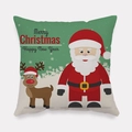 Christmas pillowcase featuring Santa and reindeer with Merry Christmas typography - Santa and Reindeer Color Block Style (tpr-18)