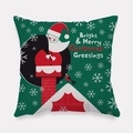 Dark green peach skin Christmas pillow cover with Santa climbing a chimney - Santa Claus Chimney Style (tpr-20)