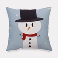 Light blue peach skin Christmas pillow cover featuring a cute snowman with red scarf - Simple Top Hat Snowman Style (tpr-23)