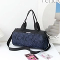 Large capacity nylon travel bag in black and blue camouflage with adjustable strap - Black