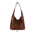 Bolso tote marrón retro de gran tamaño con lazo y textura de cuero encerado mujer - Marrón