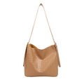 Braune Shopper-Tasche mit Krokodilmuster aus Kunstleder und großem Fassungsvermögen - Krokodilmuster / Khaki