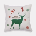 White Christmas pillowcase with green elk silhouette and Merry Christmas text - Green Elk Silhouette Style (tpr-28)