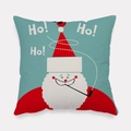 Light blue Christmas cushion cover with minimalist Santa Claus and Ho Ho Ho slogan - Minimalist Santa Quotes Style (tpr-29)