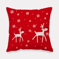 Christmas cushion cover featuring white reindeer and snowflakes on a bright red background - Red Base White Deer Style (tpr-30)