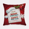 Christmas pillowcase in red peach skin fabric with festive Santa hat and snowflakes - Red Envelope Holiday Blessing Style (tpr-36)