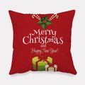 Red Christmas pillowcase with Merry Christmas text, candy canes and gift box patterns - Red Candy Cane Gift Box Blessing Style (tpr-37)