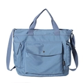 Blaue Canvas-Einkaufstasche mit großer Fronttasche und verstellbarem Schultergurt - Blau