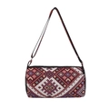 Borsa a secchiello etnica bohémien con motivi geometrici a punto croce rossi e viola - Stile 1 Rosso
