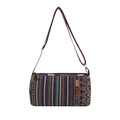 Bunte Ethno-Beuteltasche im Boho-Stil mit gewebtem Muster und verstellbarem Schultergurt - Stil 2 Schwarz