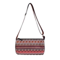 Borsa a secchiello etnica bohémien con motivi geometrici intrecciati rossi e arancioni - Stile 2 Rosso