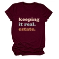 Dettaglio t-shirt bordeaux a maniche corte con stampa retrò Keeping it Real Estate - Borgogna