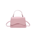 Piccola borsa a tracolla rosa pallido con patta ondulata e dettagli metallici - Rosa