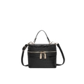 Sac bandoulière noir à motif crocodile avec garnitures dorées et poignée supérieure - Noir