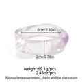 Detail view of transparent acrylic wide bangle showing 6cm inner diameter and 2cm width - Irregular Square Rounded Thick Bangle (02252) / Clear