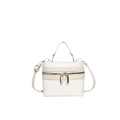Sac boîte blanc à motif crocodile avec double fermeture éclair et finitions dorées - Blanc