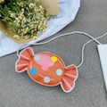 Mini bolso bandolera naranja para niños con forma de caramelo, lunares de colores y asa - Naranja