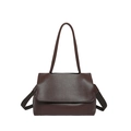 Borsa tote marrone minimalista con trama a grana e due tracolle intercambiabili - Stile Tracolla a Doppia Cinghia / Caffè (Stile 2)