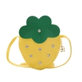Cute yellow strawberry-shaped girls mini crossbody bag with rhinestone details - Yellow