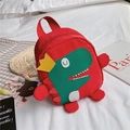 Roter Kinderrucksack mit grünem Dino-Cartoon und gelber Krone für Kleinkinder - Rot