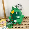 Leuke groene dinosaurus kinderrugzak met gele kroon en nylon banden voor peuters - Klein / Groen