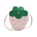 Pink strawberry shaped mini crossbody bag for girls with sparkling rhinestone details - Pink