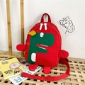 Zainetto rosso per bambini con dinosauro cartone animato verde in nylon resistente - Piccolo / Rosso