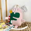 Zainetto rosa per bambini con dinosauro 3D e ricamo a cartone animato per bambine - Piccolo / Rosa