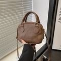 Borsa a mano vintage marrone scuro in ecopelle con tracolla regolabile da donna - Marrone