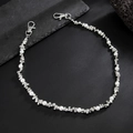 Hip-hop style pants chain with white pearls and irregular silver metal beads - Silver (01971)