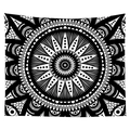 Bohemian black and white mandala tapestry wall hanging for bedroom decor - Black White Mandala (17) / 100x70(Peach Skin)