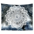 Detail of mandala tapestry showing intricate geometric patterns on starry blue background - Starry Blue Mandala (1) / 100x70(Peach Skin)