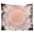 Detailed view of bronze mandala tapestry with complex radial patterns on cloud texture - Bronze Gray Mandala (3) / 100x70(Peach Skin)